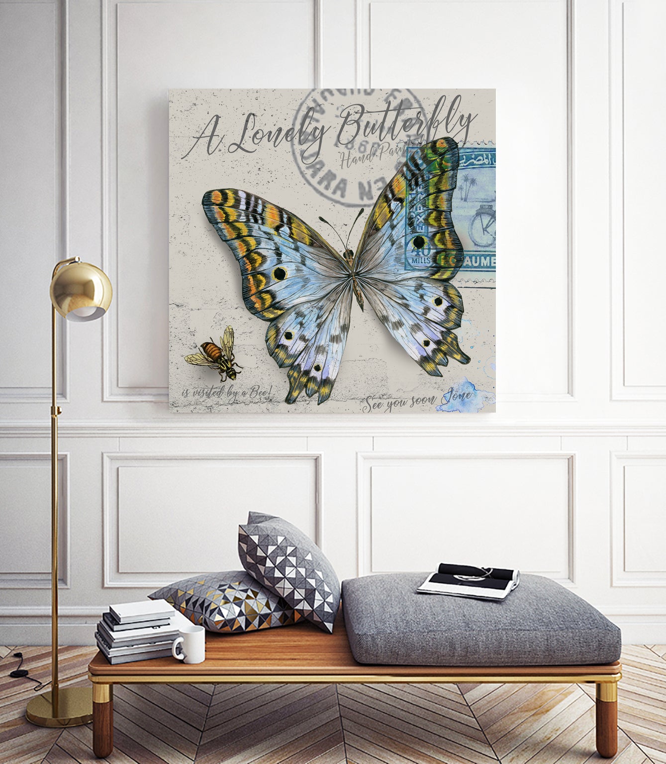 Lonely Butterfly Blue by David Loblaw on GIANT ART - blue photo illustration