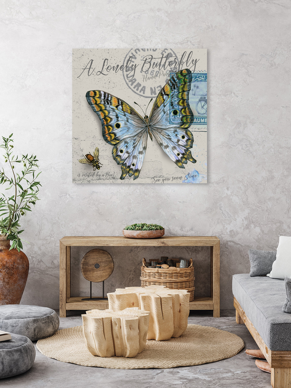 Lonely Butterfly Blue by David Loblaw on GIANT ART - blue photo illustration