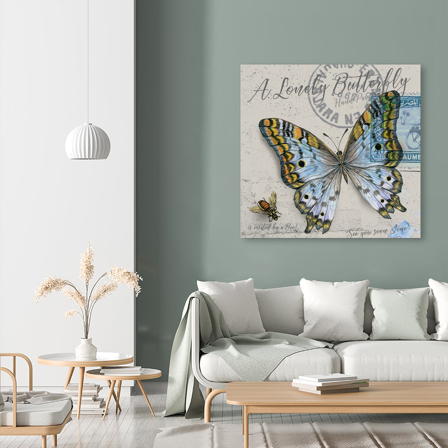 Lonely Butterfly Blue by David Loblaw on GIANT ART - blue photo illustration