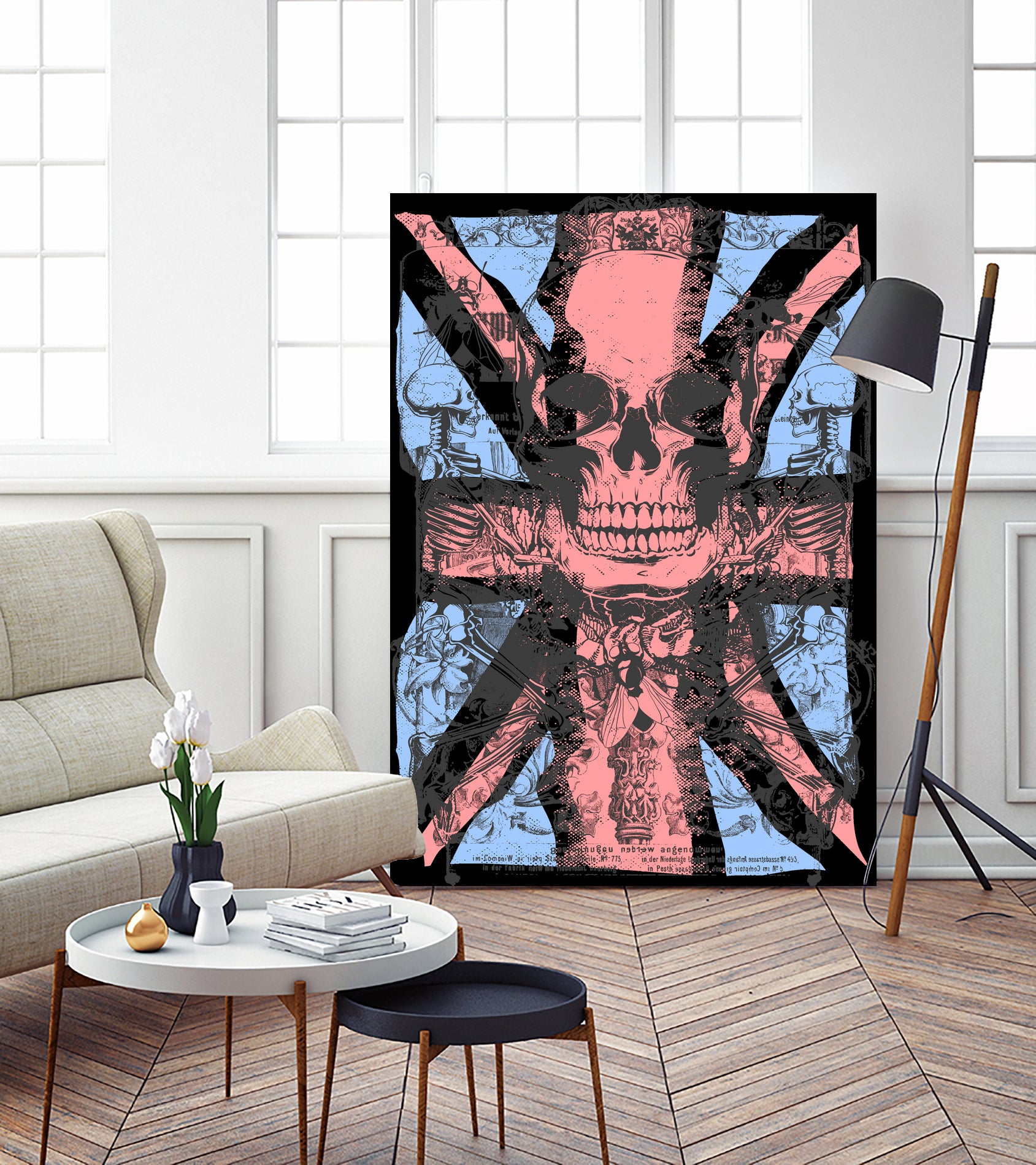 english flag skull by Sergio Marques on GIANT ART - red mixed media