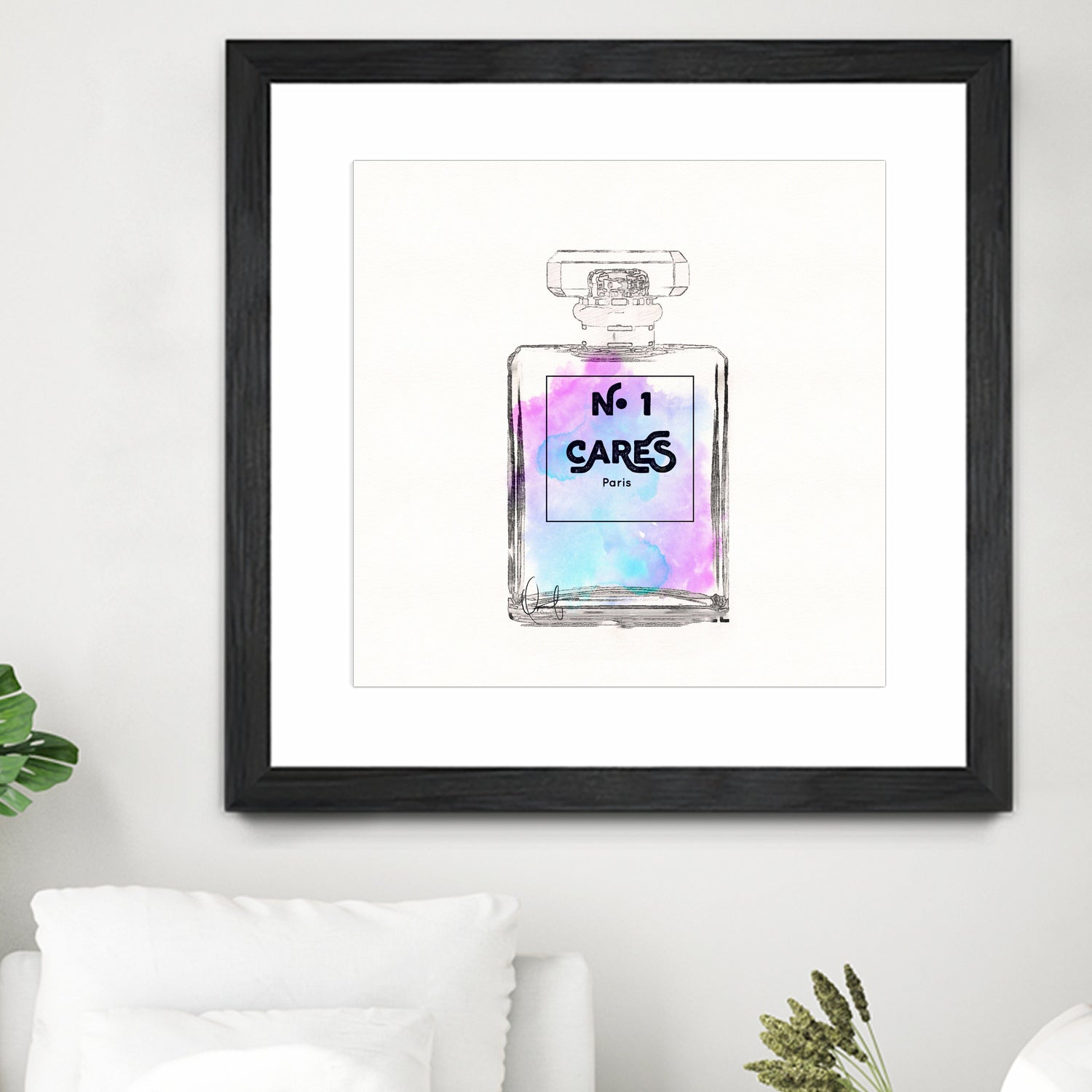 N.1 Cares Perfume-Watercolor by Oriana Cordero on GIANT ART - fuchsia digital drawing