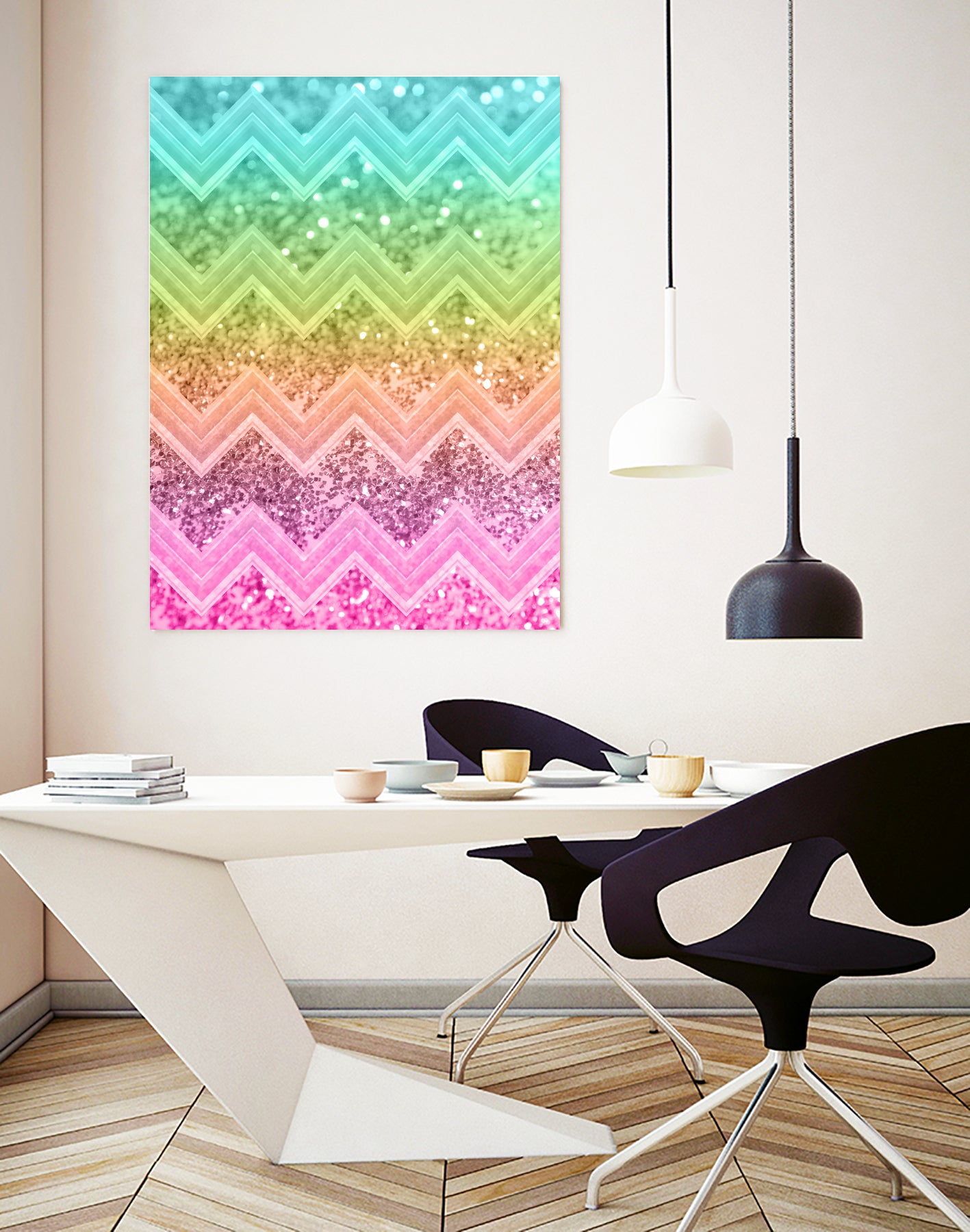 Rainbow Glitter Chevron #1 #shiny #decor #art by Anita & Bella Jantz on GIANT ART - orange photo illustration