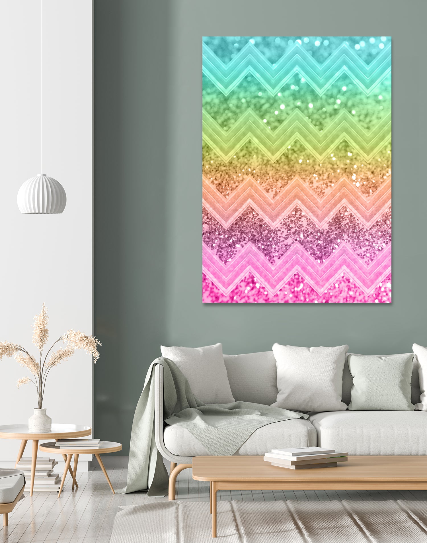 Rainbow Glitter Chevron #1 #shiny #decor #art by Anita & Bella Jantz on GIANT ART - orange photo illustration