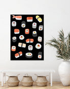 Sushi Roll Maki Nigiri Japanese Food Art by Nic Squirrell on GIANT ART - blue digital painting