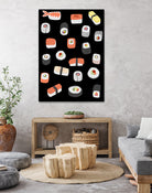 Sushi Roll Maki Nigiri Japanese Food Art by Nic Squirrell on GIANT ART - blue digital painting