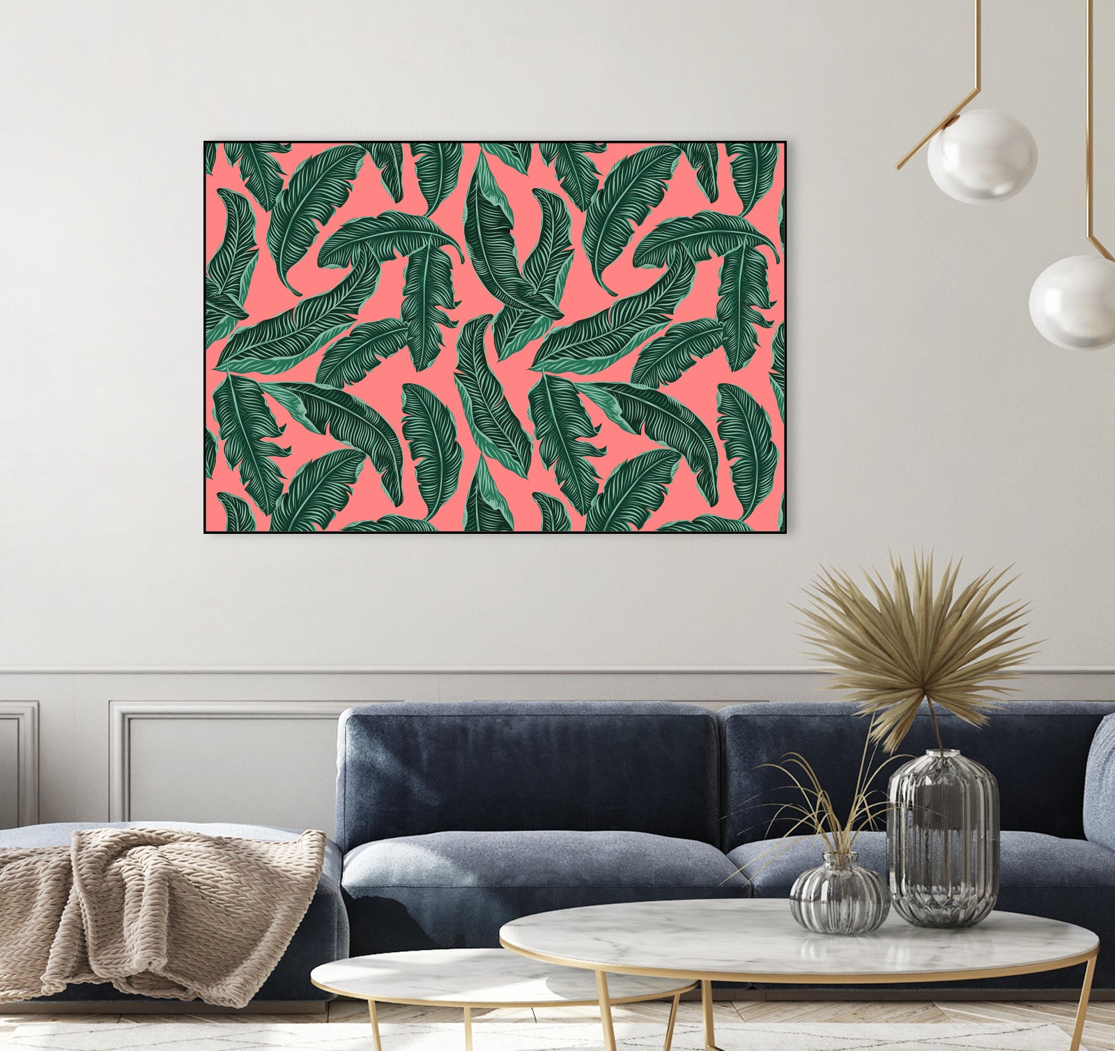 Banana leaves tropical leaves green pink by susana costa on GIANT ART - pink photo manipulation