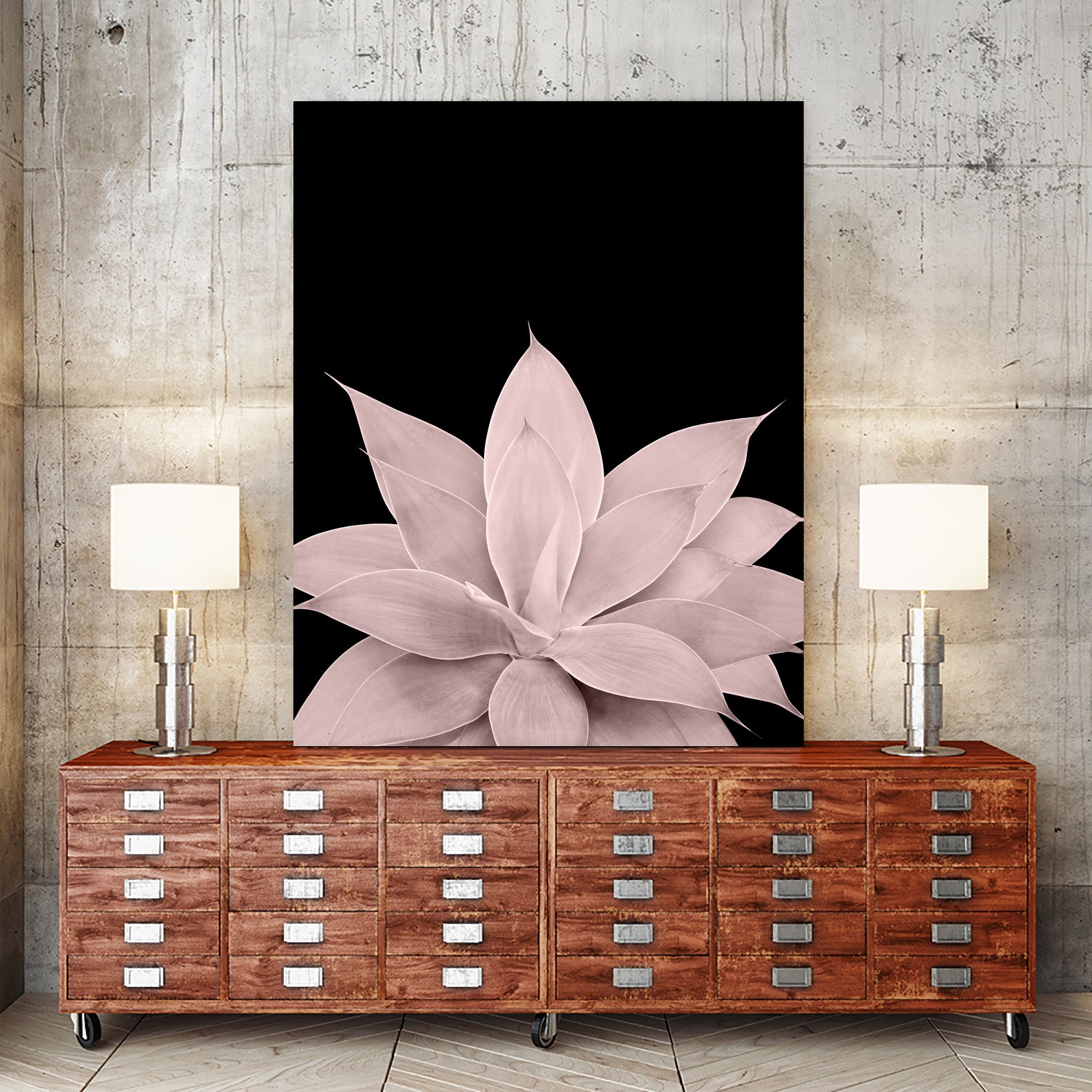 Blush Agave on Black #1 #tropical #decor #art by Anita & Bella Jantz on GIANT ART - pink photo illustration