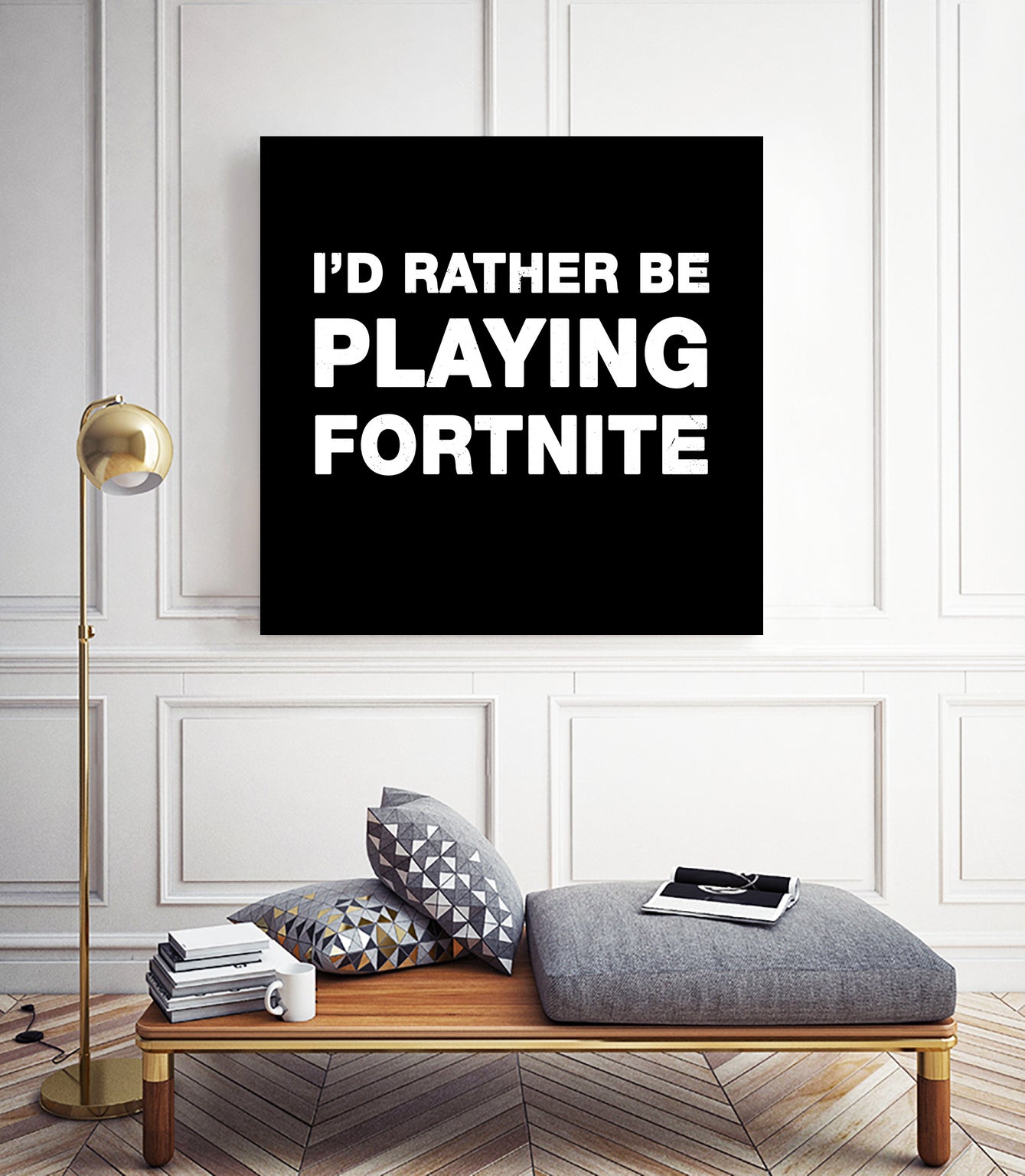 I'd rather be playing Fortnite by Cattoc C on GIANT ART - blue typography