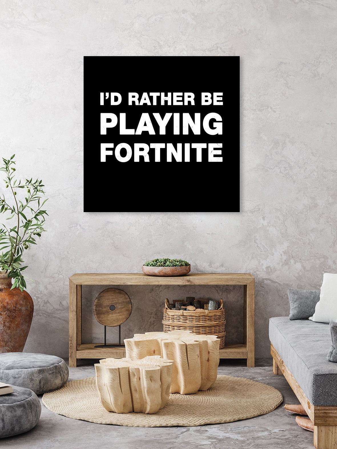 I'd rather be playing Fortnite by Cattoc C on GIANT ART - blue typography