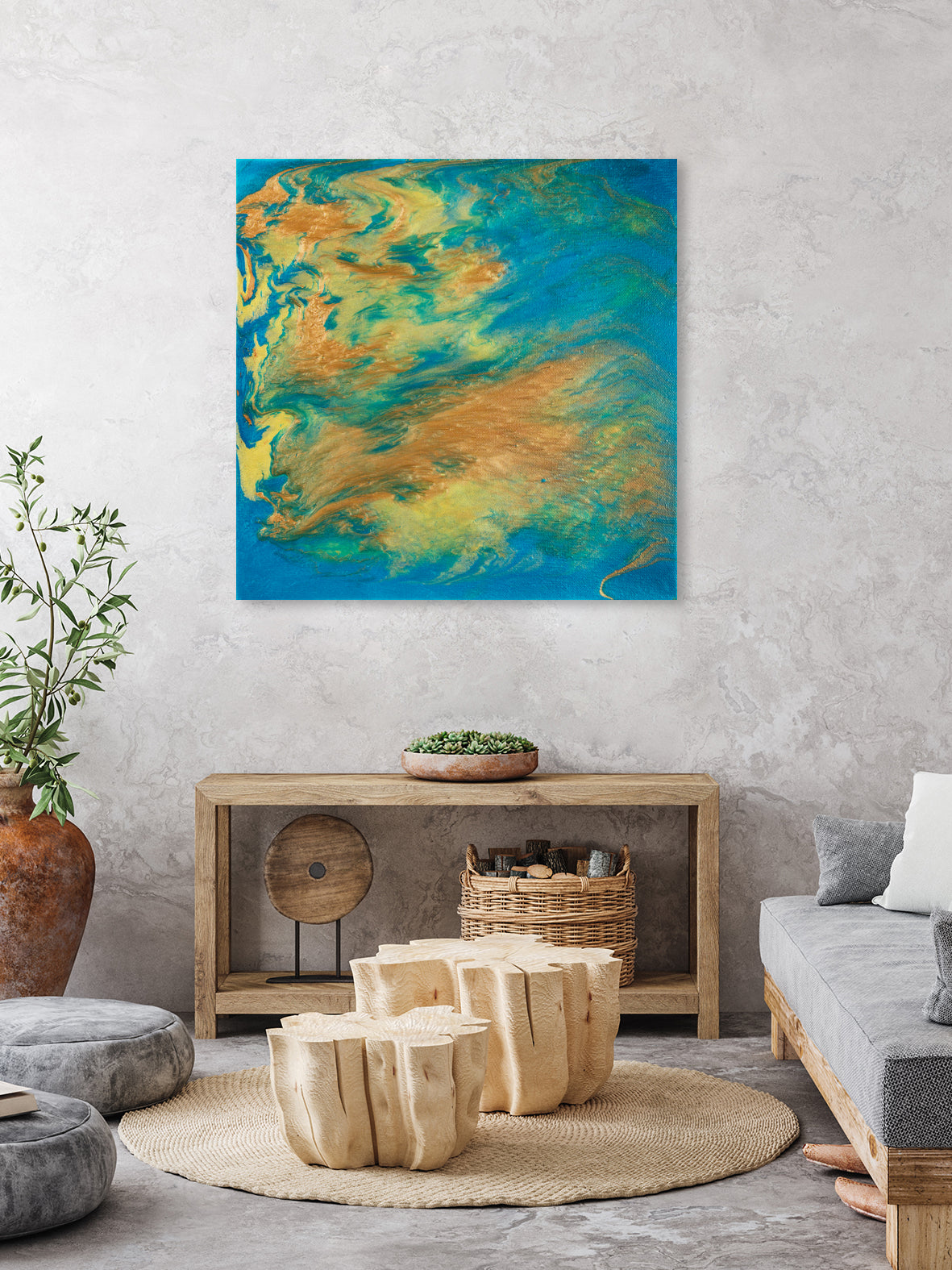 There Was an Attempt by Jennifer Walsh on GIANT ART - blue mixed media