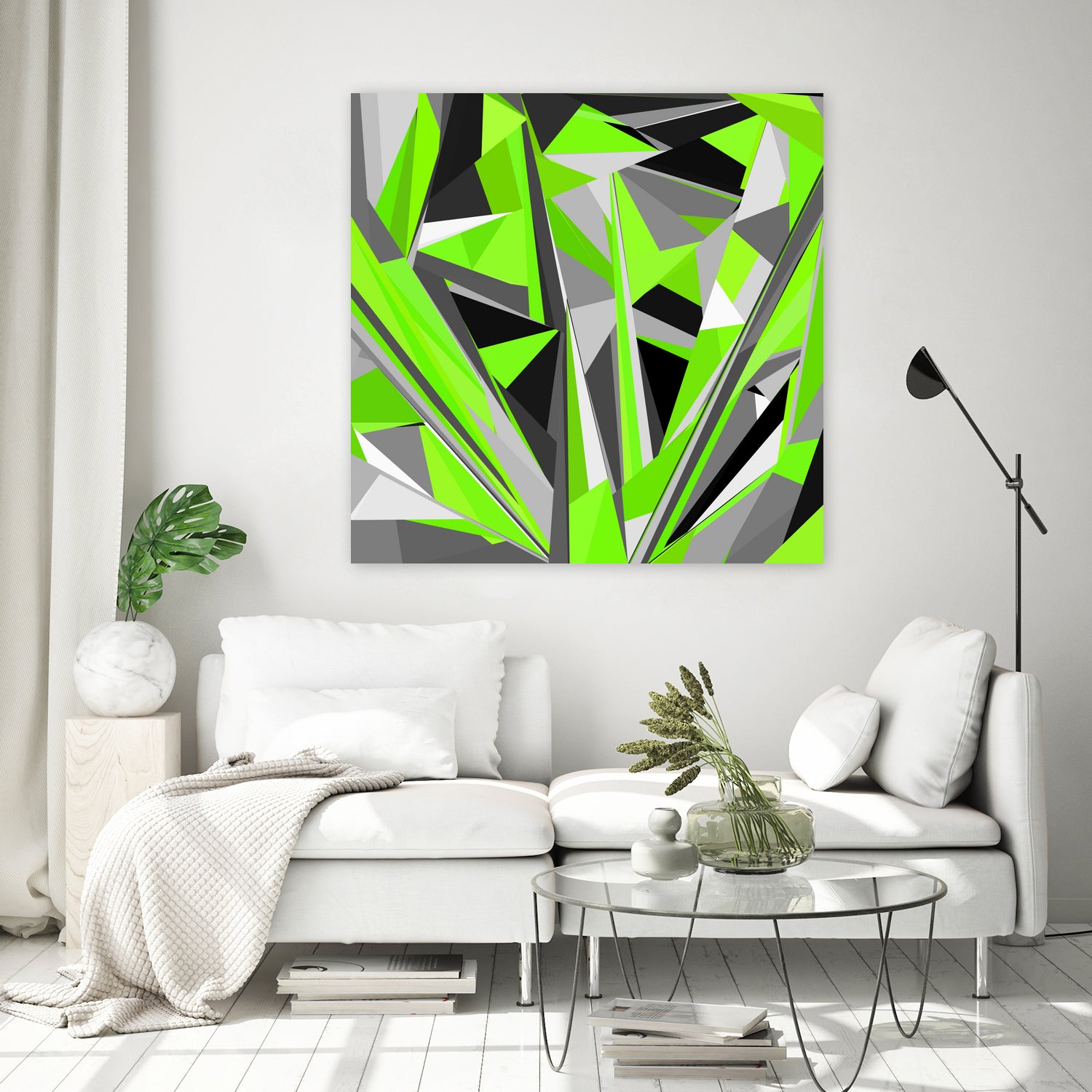 Grey-light-green geometry by Dmitry Chernov on GIANT ART - green digital painting