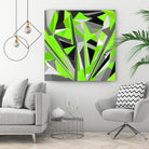 Grey-light-green geometry by Dmitry Chernov on GIANT ART - green digital painting