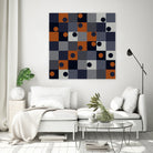 Navy & Rust Squares and Circles by Blerta Karahoda on GIANT ART - blue digital drawing