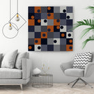 Navy & Rust Squares and Circles by Blerta Karahoda on GIANT ART - blue digital drawing