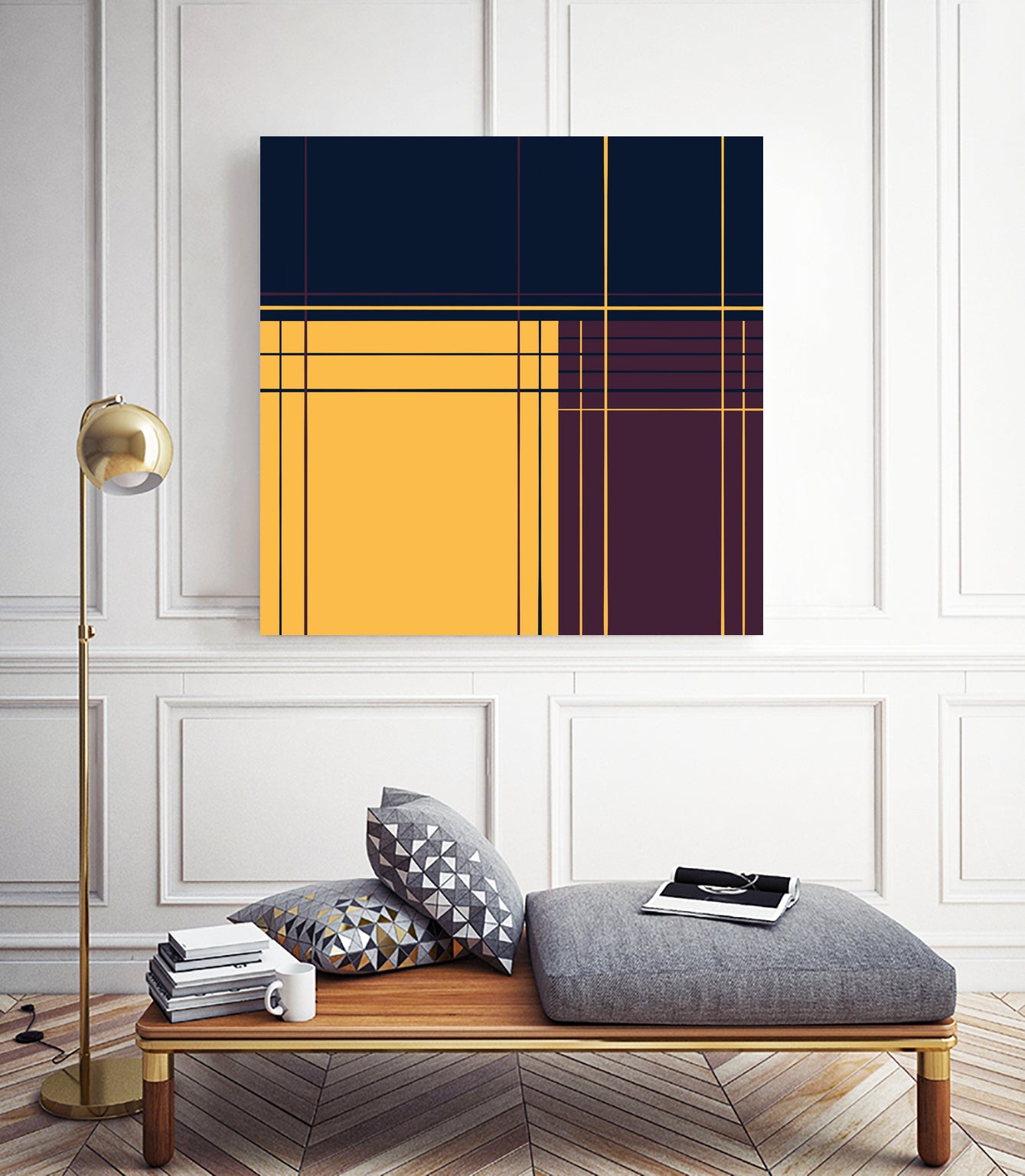 Abstract graphic I Dark blue Purple Yellow by Blerta Karahoda on GIANT ART - yellow digital drawing