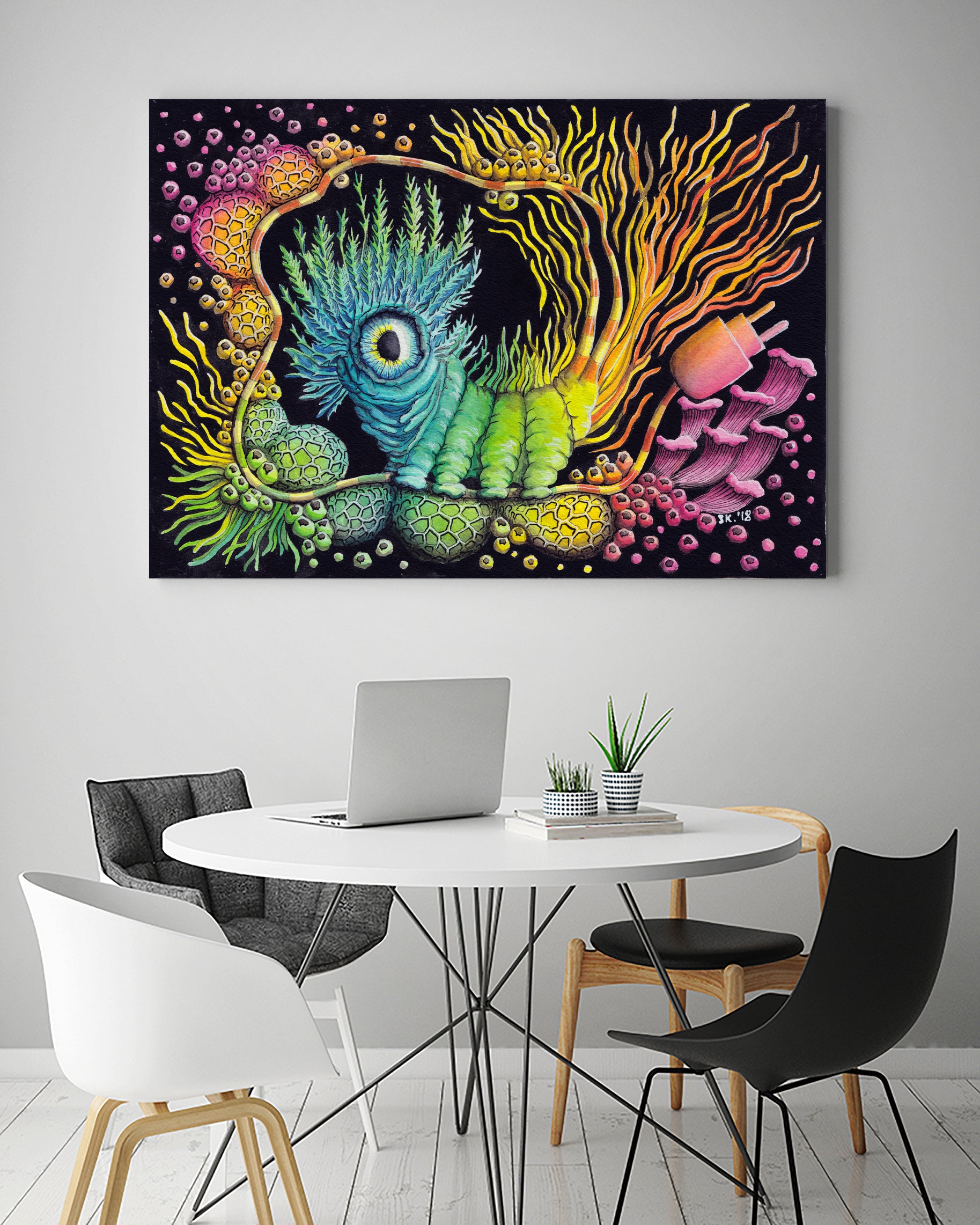 Caterpillar (Unplug) by Stephanie KILGAST on GIANT ART - blue mixed media