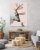 reindeer and rabbit by Laura Graves on GIANT ART - pink digital painting
