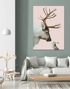 reindeer and rabbit by Laura Graves on GIANT ART - pink digital painting