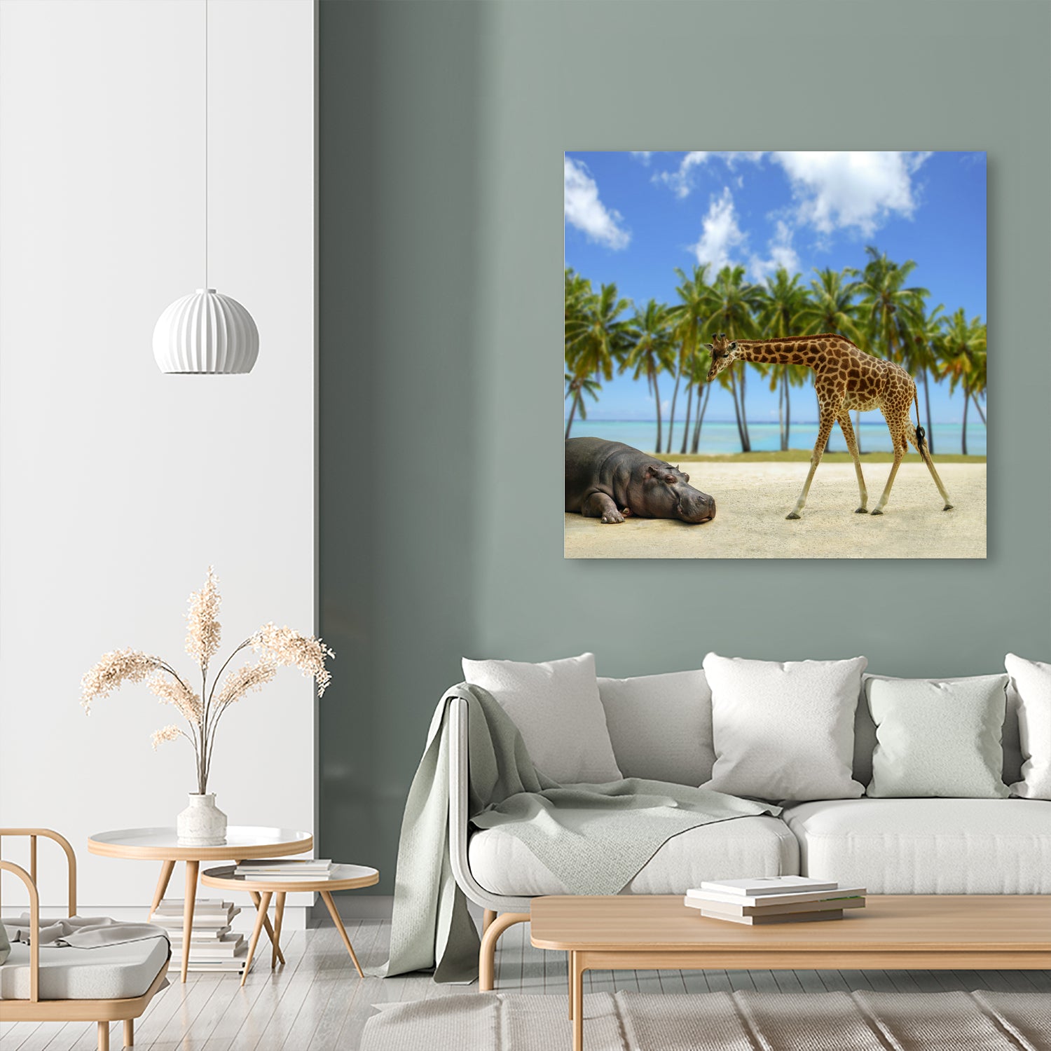 giraffe and hippo by Artem Avetisyan on GIANT ART - brown photo illustration