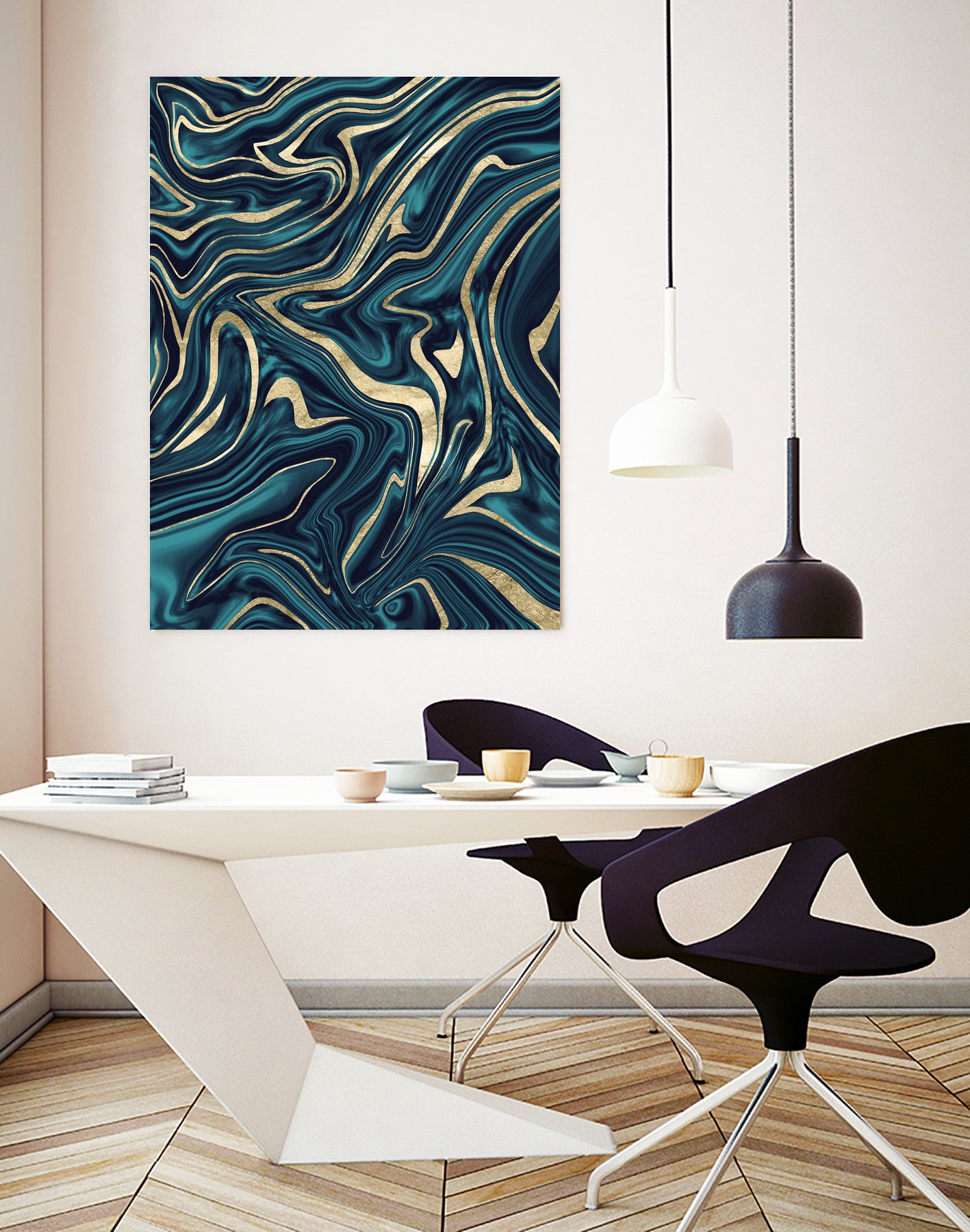 Teal Navy Blue Gold Marble #1 #decor #art by Anita & Bella Jantz on GIANT ART - blue digital painting