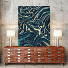 Teal Navy Blue Gold Marble #1 #decor #art by Anita & Bella Jantz on GIANT ART - blue digital painting