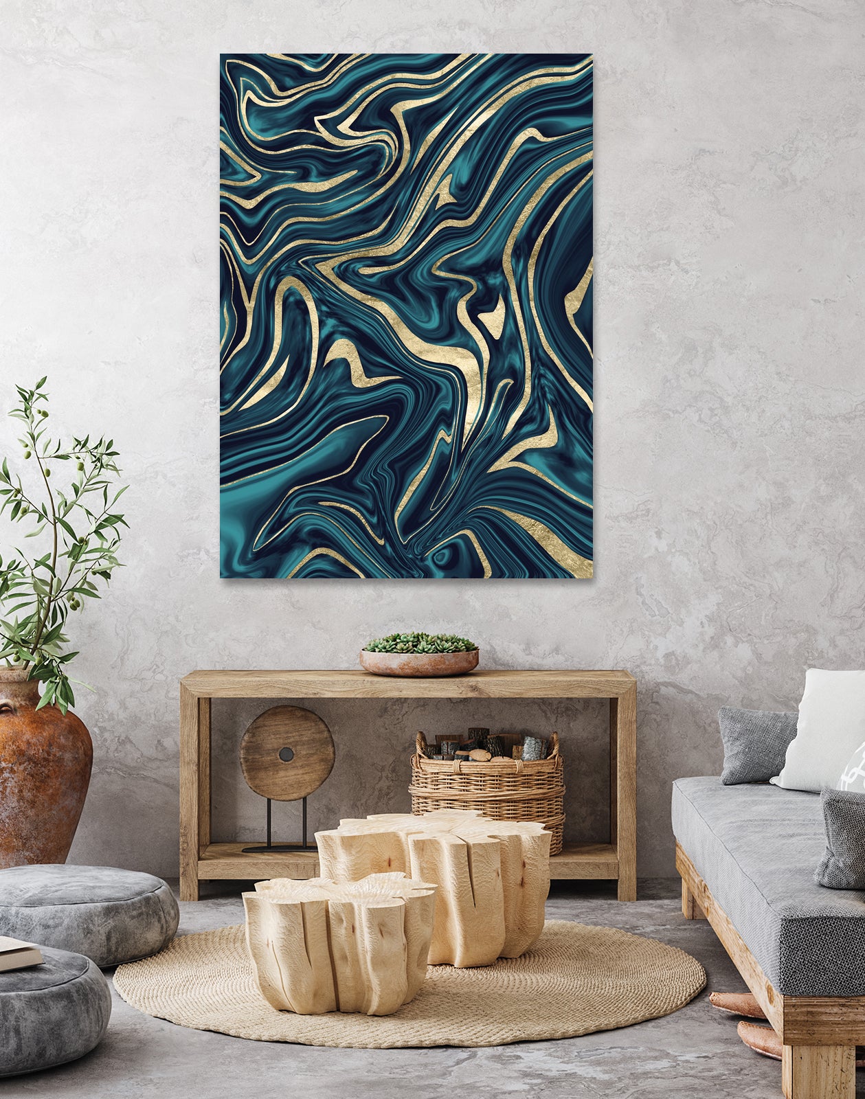 Teal Navy Blue Gold Marble #1 #decor #art by Anita & Bella Jantz on GIANT ART - blue digital painting