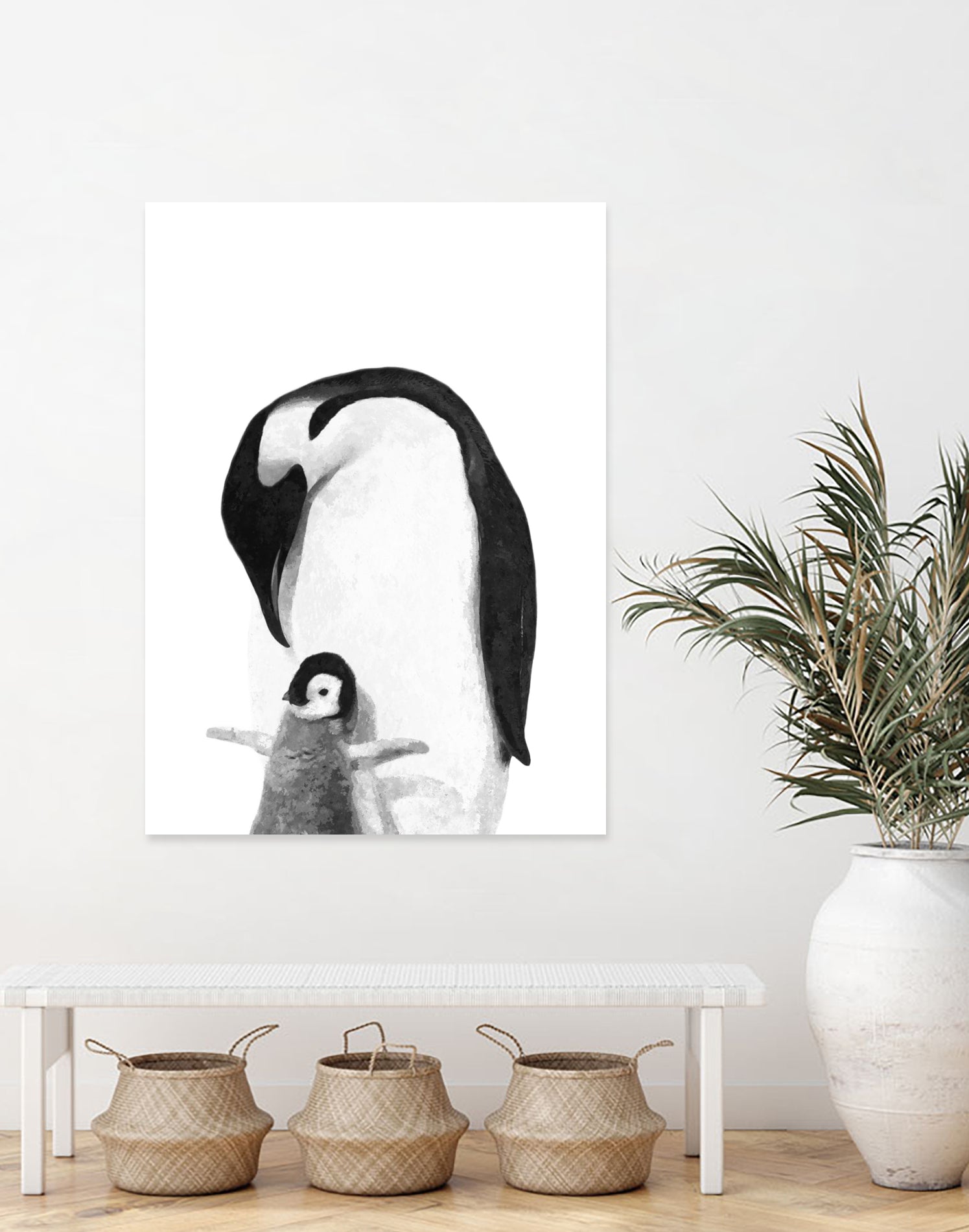 Black and White Penguins by Alessandra Minervini on GIANT ART - black digital painting