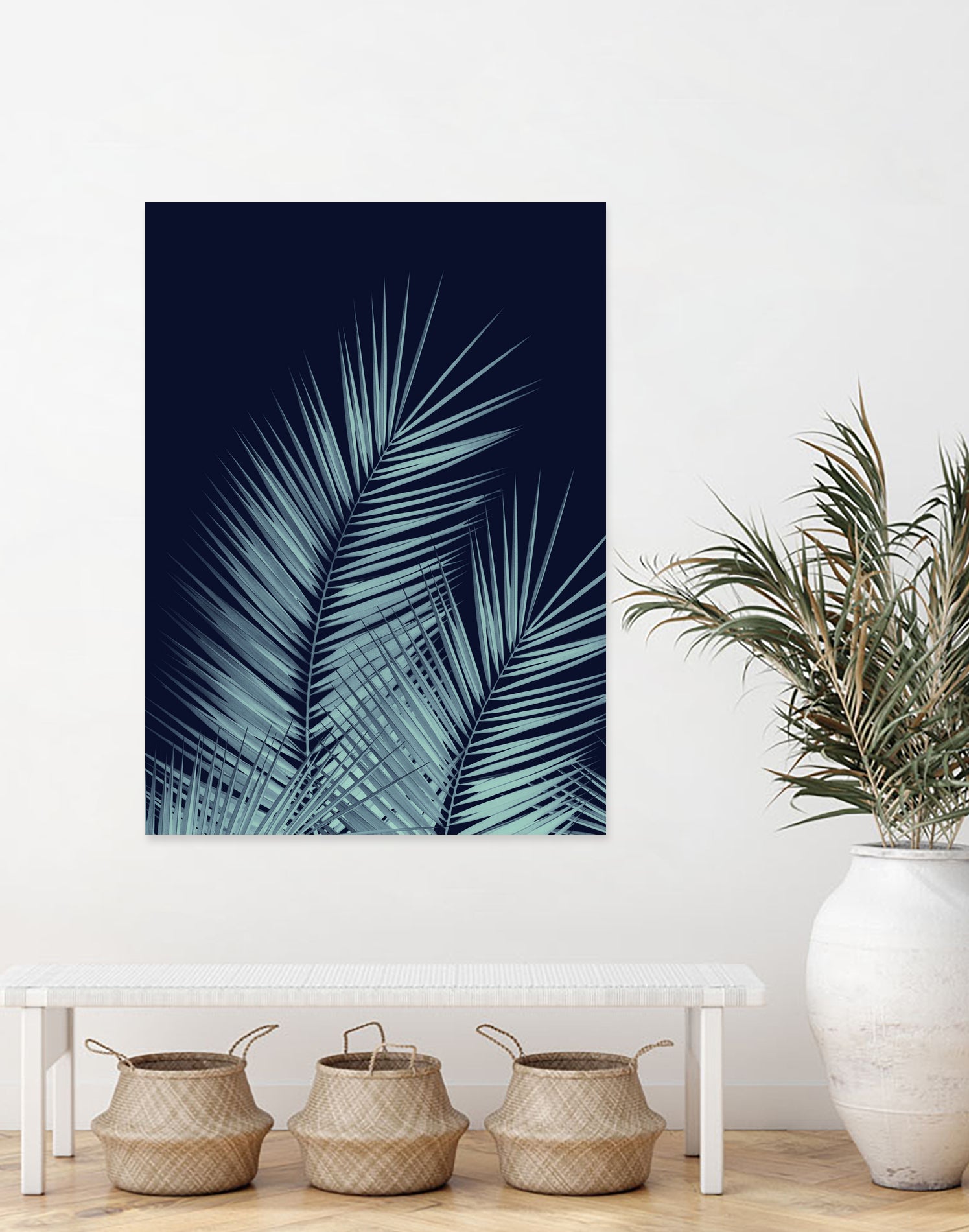 Navy Blue Palm Leaves Dream - Cali Summer Vibes #1 #tropical by Anita & Bella Jantz on GIANT ART - blue photo illustration