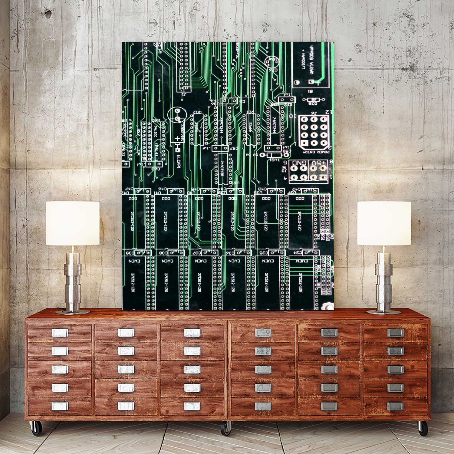 Printed circuit board circuits by Wiguna Asmorohadi on GIANT ART - green vector illustration