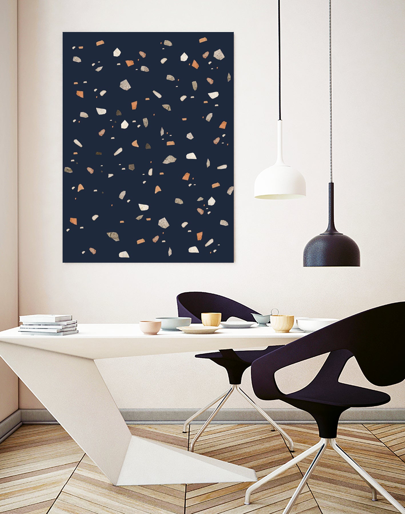 Midnight Navy Terrazzo #1 #decor #art by Anita & Bella Jantz on GIANT ART - blue digital drawing