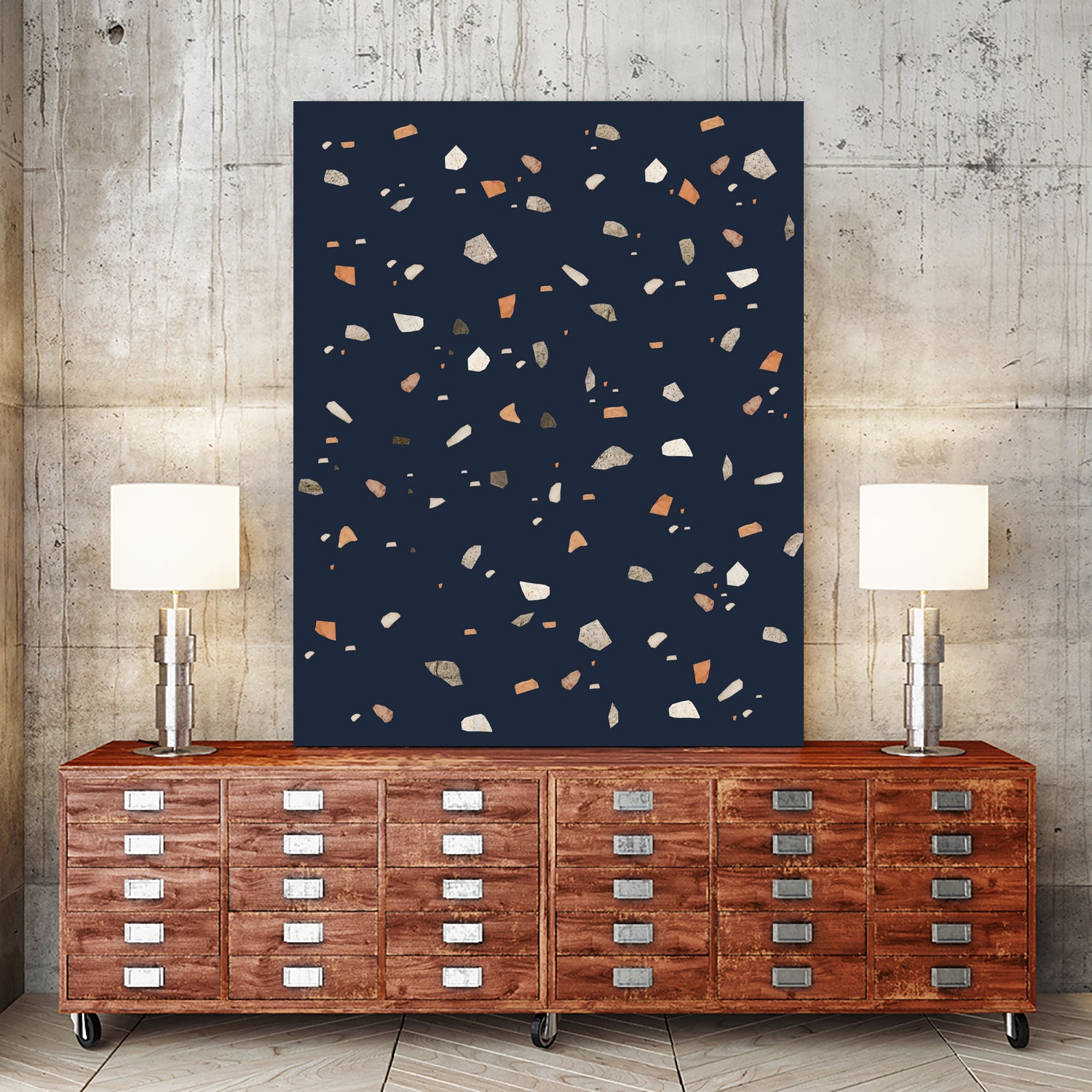Midnight Navy Terrazzo #1 #decor #art by Anita & Bella Jantz on GIANT ART - blue digital drawing