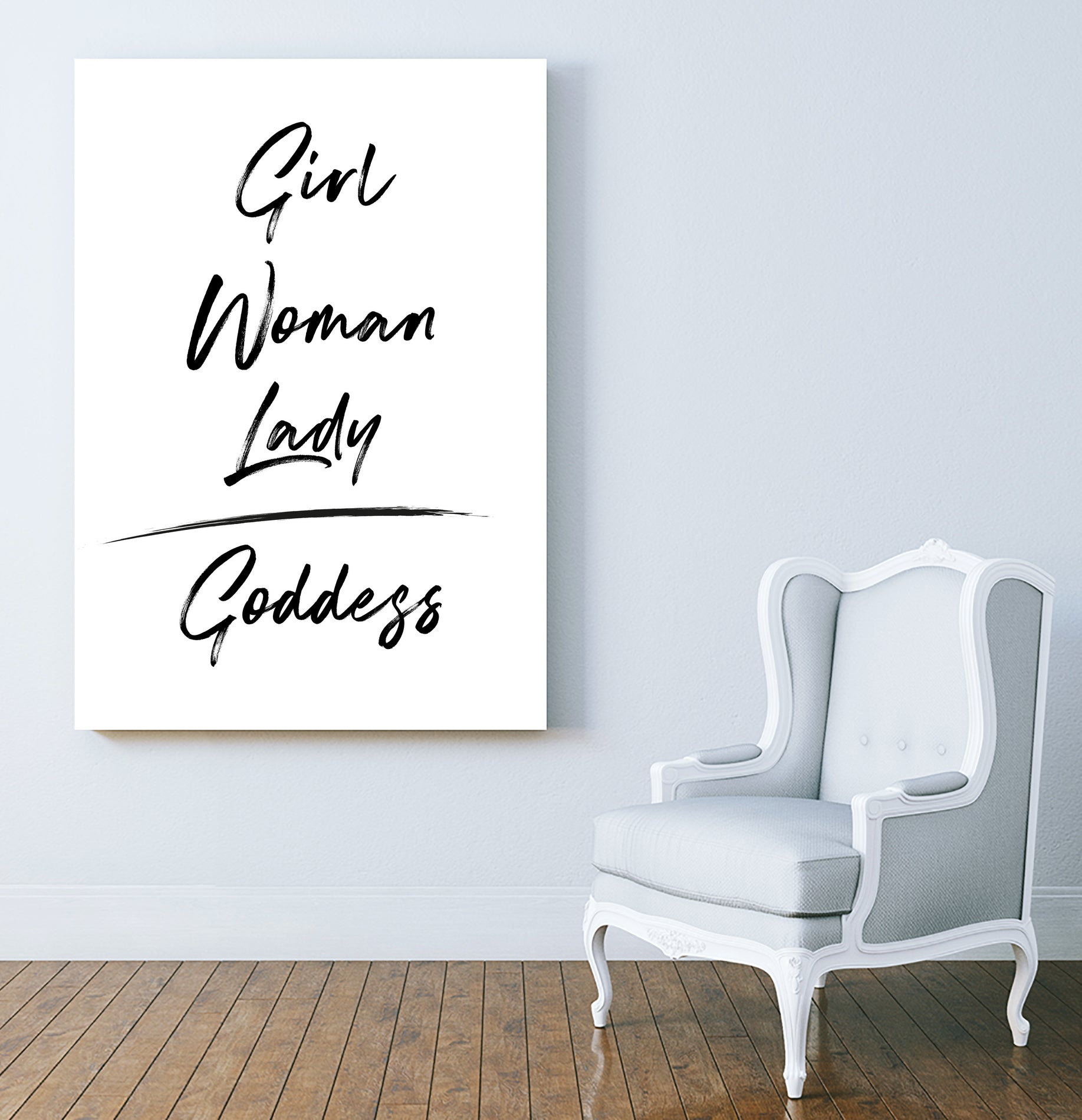 Girl Woman Lady = Goddess | Black and White Edition by Anastasia Sawall on GIANT ART - black typography