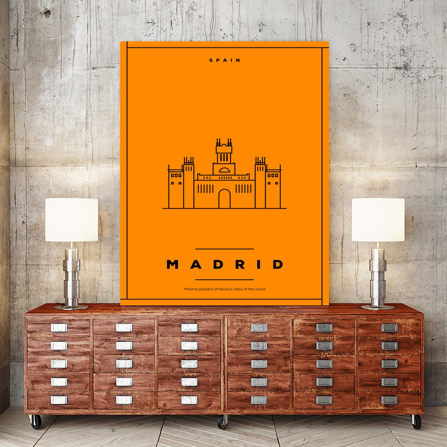 Minimal Madrid City Poster by Kursat Unsal on GIANT ART - red vector illustration
