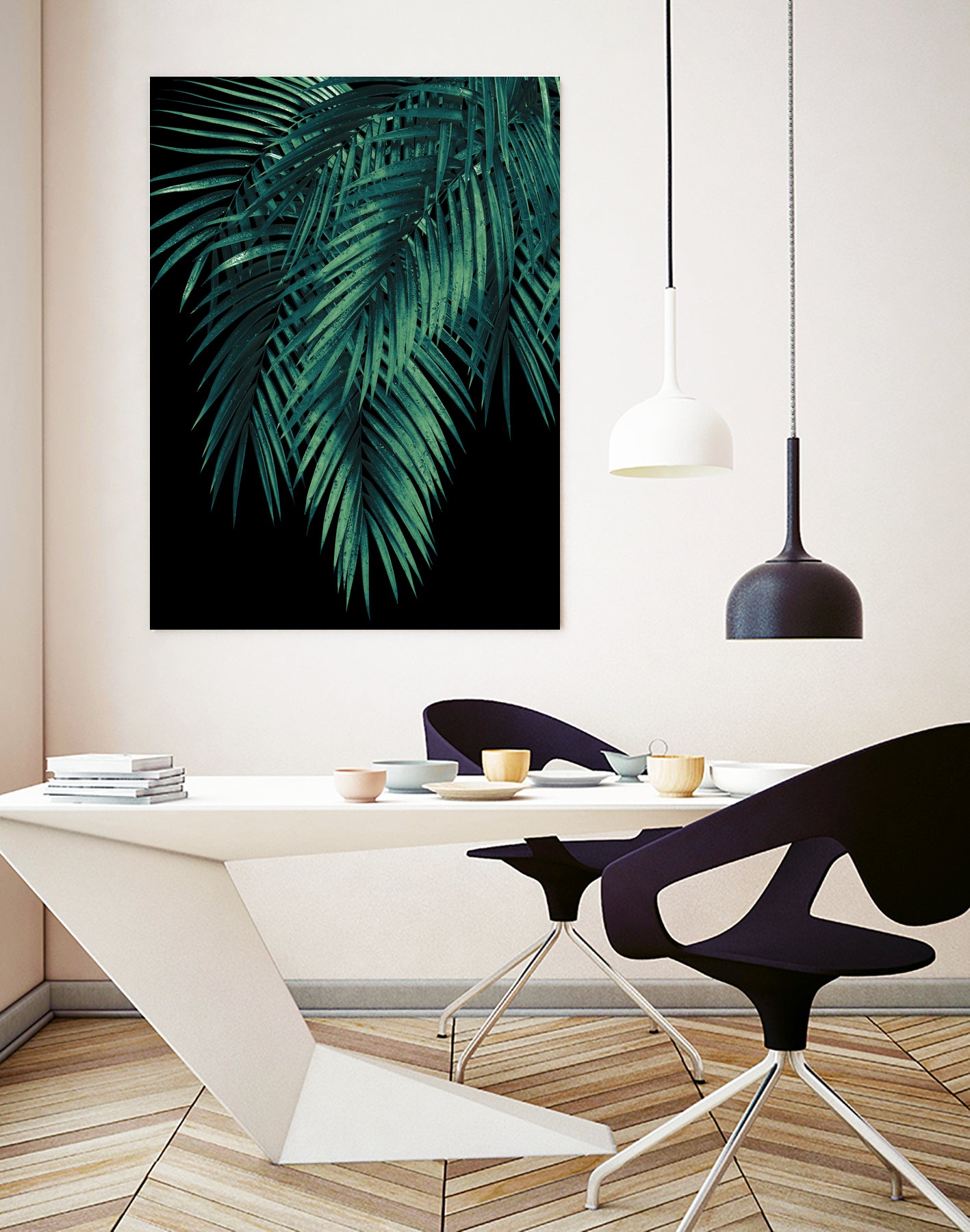 Palm Leaves Green Night Vibes #1 #tropical #decor #art by Anita & Bella Jantz on GIANT ART - green photo illustration