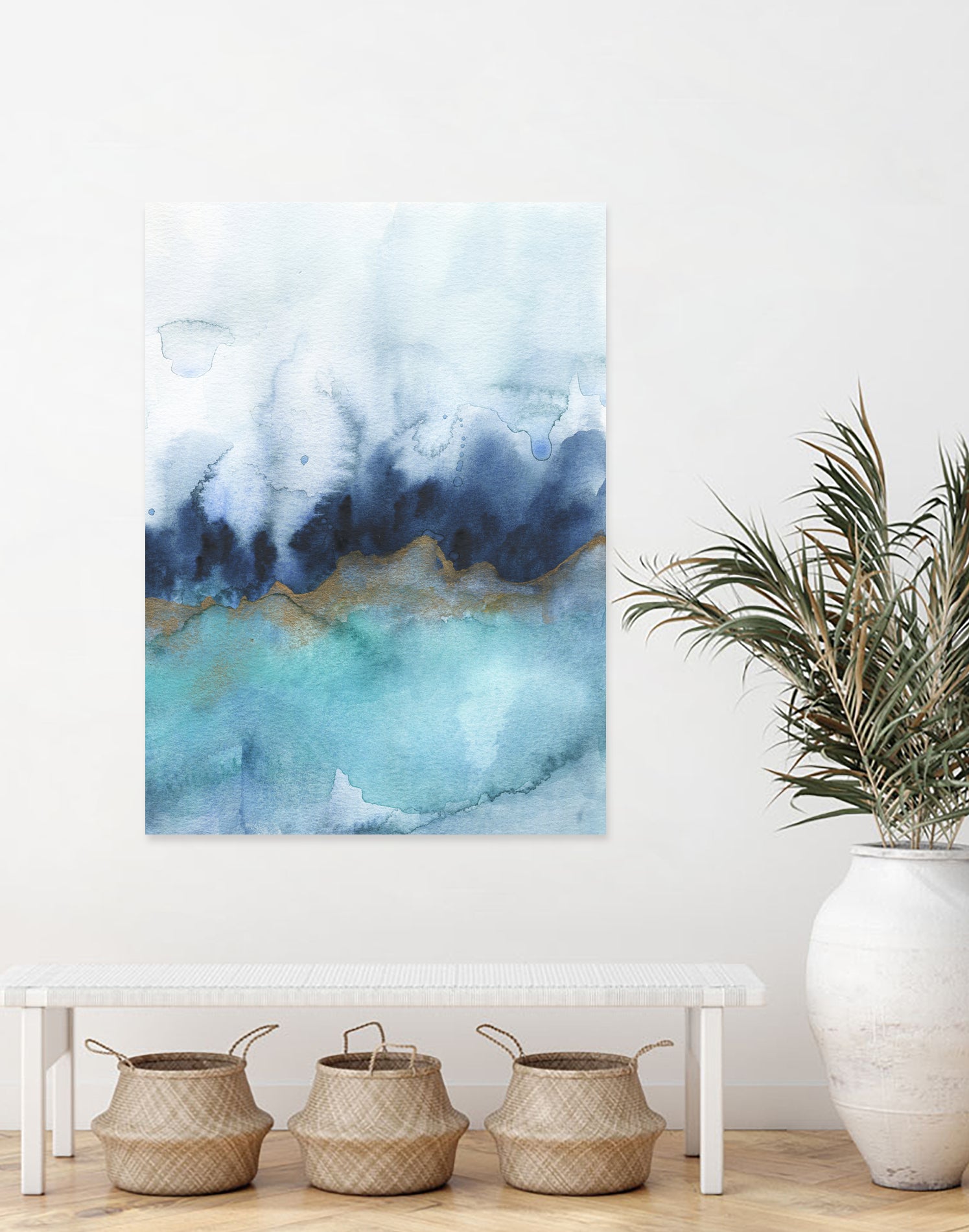 mystic abstract watercolor by Jen Merli on GIANT ART - blue mixed media