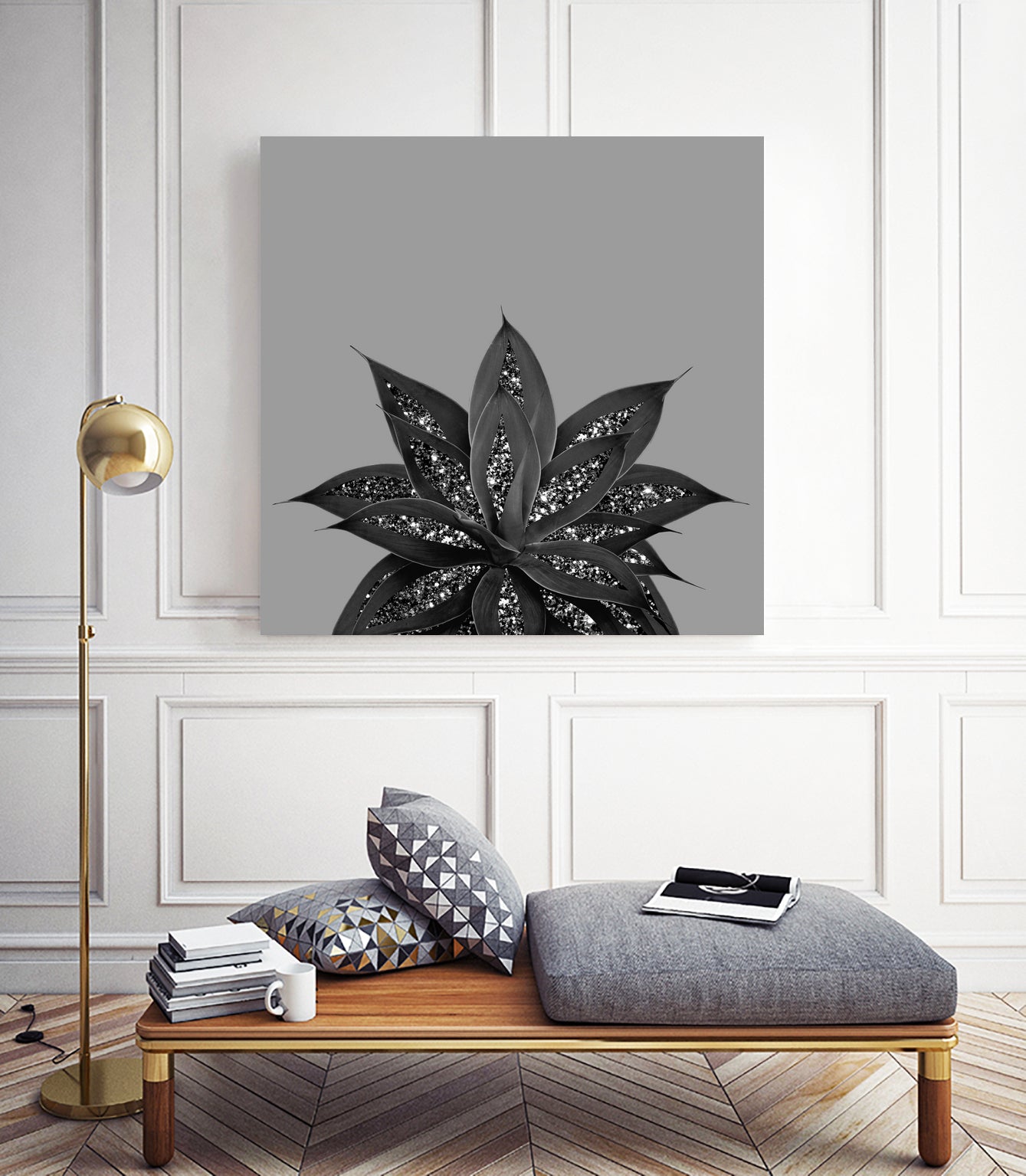 Gray Black Agave with Black Silver Glitter #3 #shiny by Anita & Bella Jantz on GIANT ART - gray photo illustration