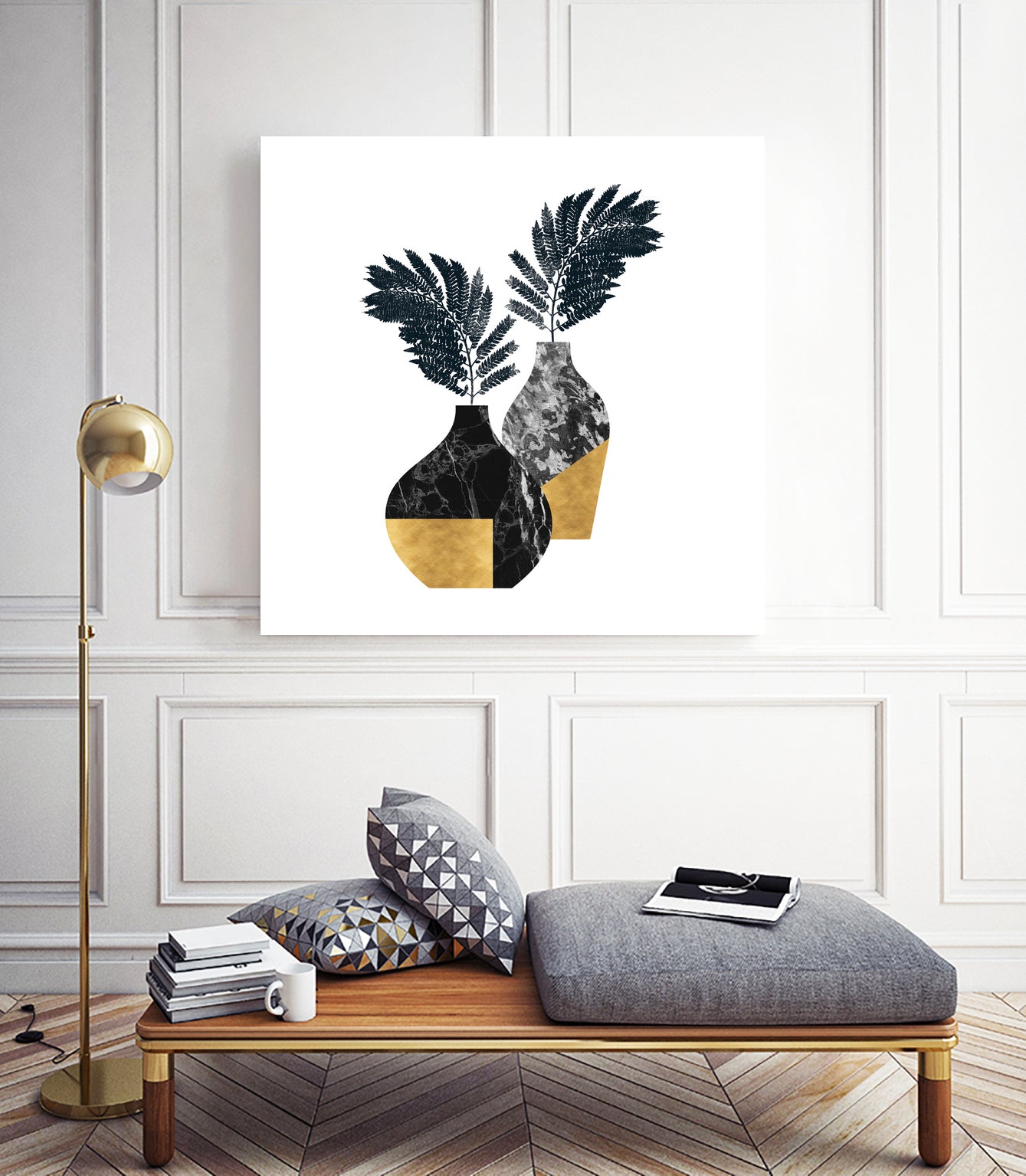 Floral marble vase by Christina Shek on GIANT ART - black digital drawing