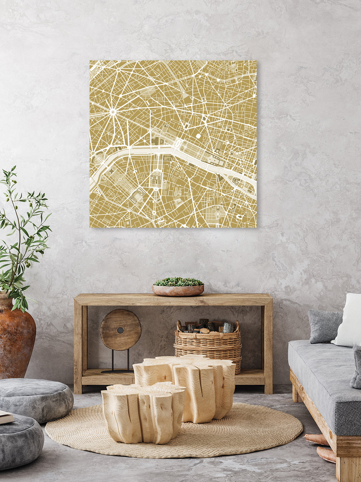 Paris city map gold by Javier Ruiz on GIANT ART - brown digital drawing
