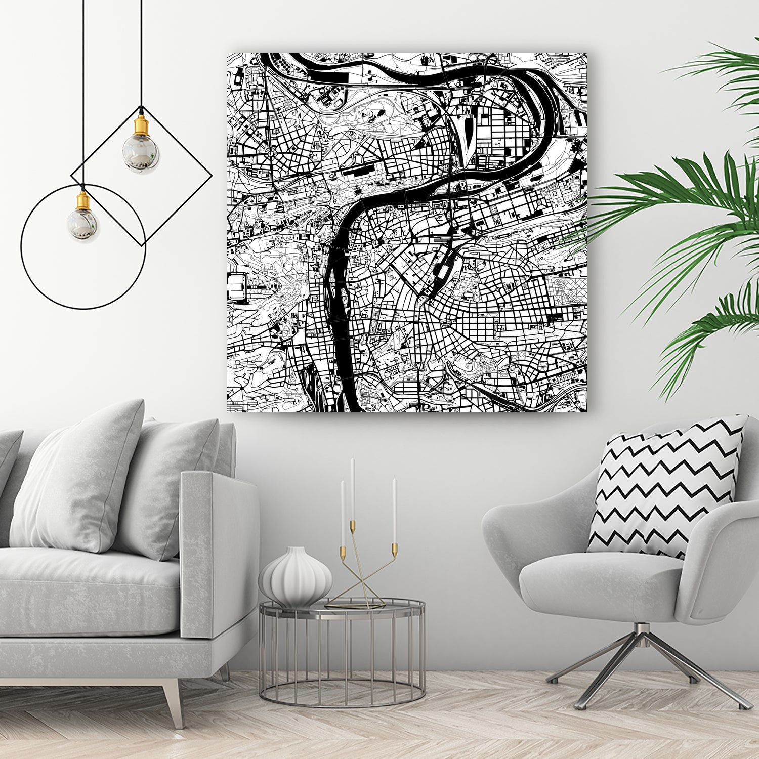 Prague map white by Javier Ruiz on GIANT ART - white digital drawing