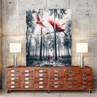 Red birds in winter by GEN Z by Rigaud Mickaël on GIANT ART - gray photo illustration