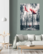 Red birds in winter by GEN Z by Rigaud Mickaël on GIANT ART - gray photo illustration