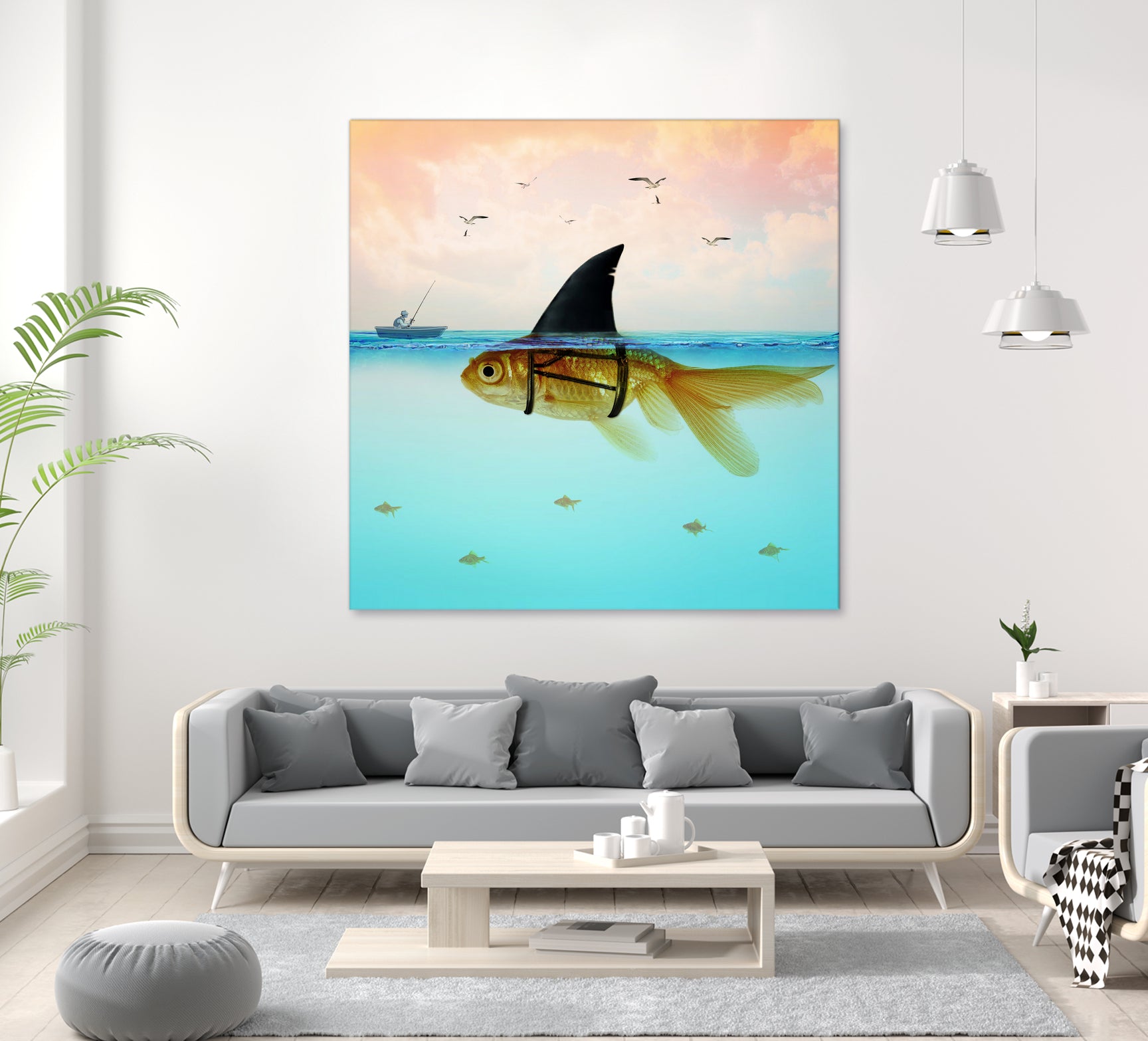 Goldfish with a Shark Fin by Vin Zzep on GIANT ART - white digital painting