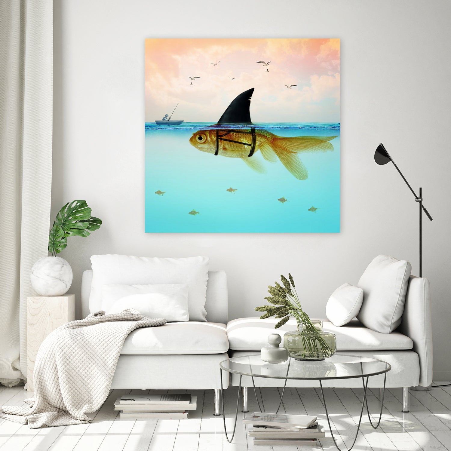 Goldfish with a Shark Fin by Vin Zzep on GIANT ART - white digital painting