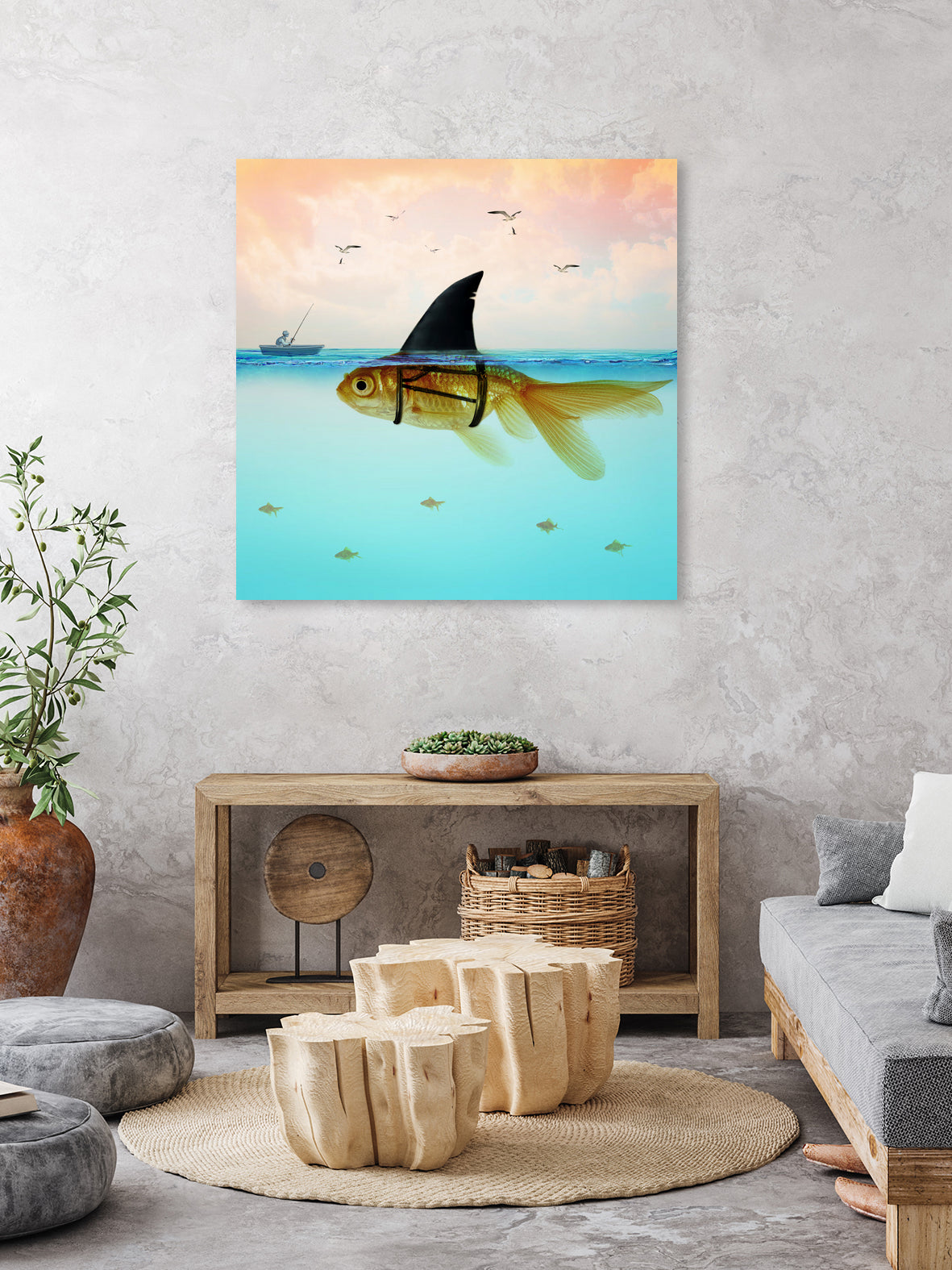 Goldfish with a Shark Fin by Vin Zzep on GIANT ART - white digital painting