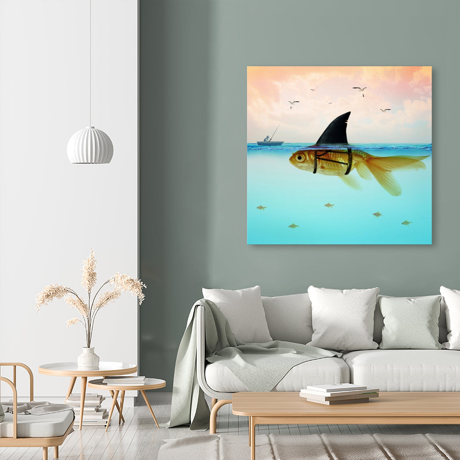 Goldfish with a Shark Fin by Vin Zzep on GIANT ART - white digital painting