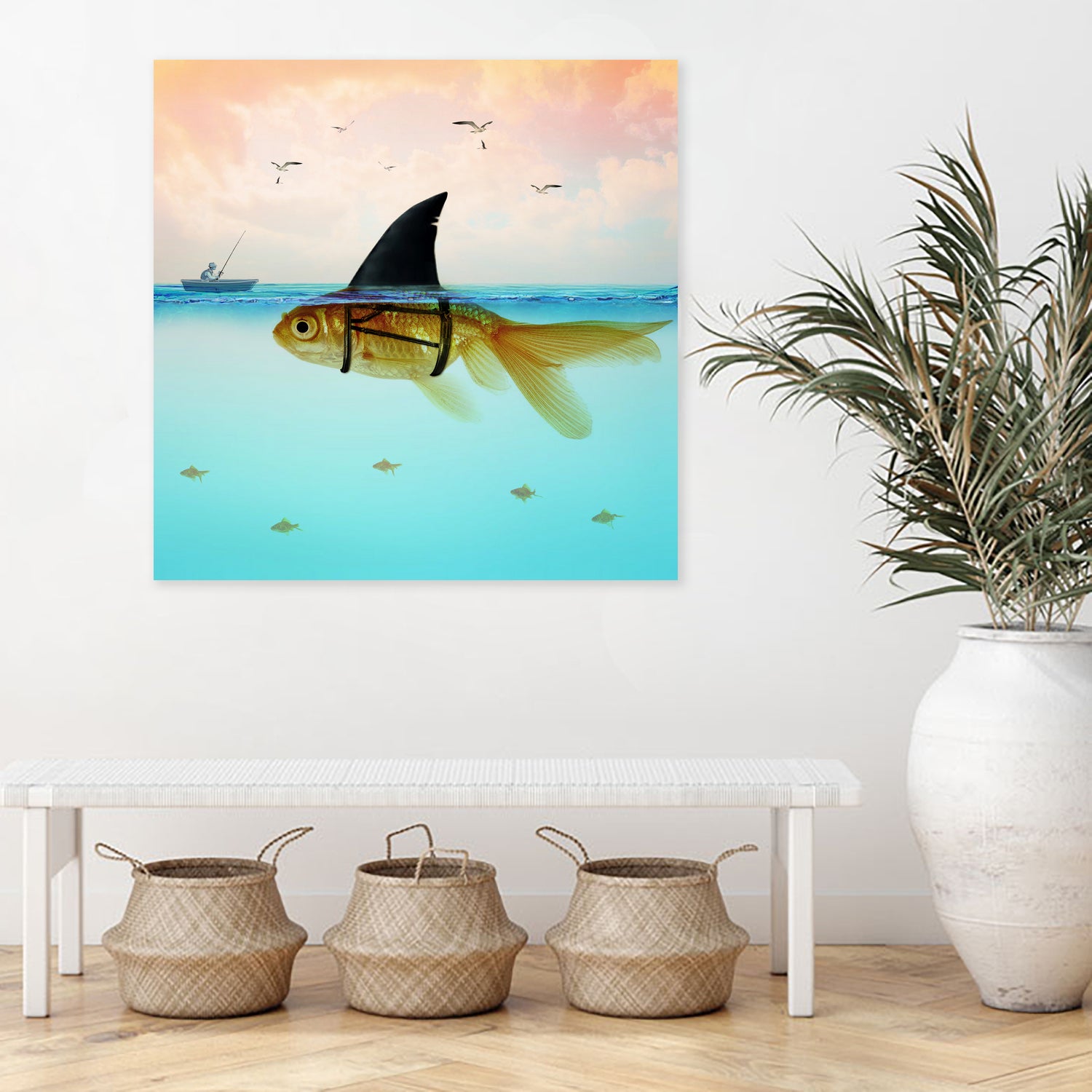 Goldfish with a Shark Fin by Vin Zzep on GIANT ART - white digital painting