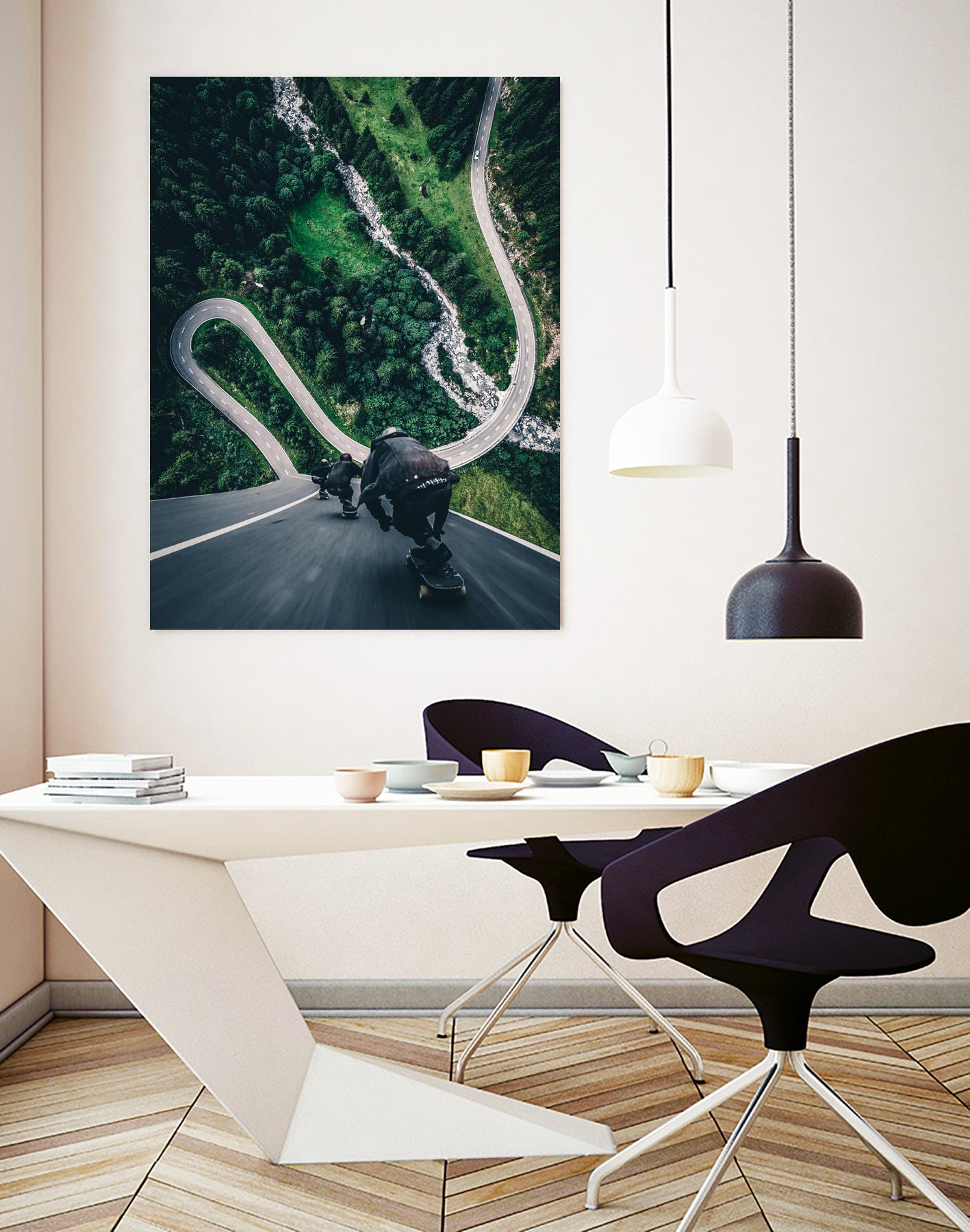 Crazy downhill skateboarders by GEN Z by Rigaud Mickaël on GIANT ART - green photo illustration