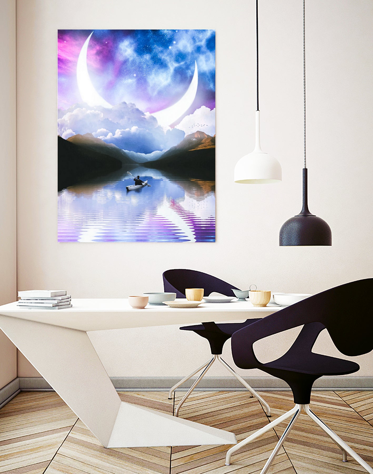 Peaceful Getaway on a Small Quiet Lake by GEN Z by Rigaud Mickaël on GIANT ART - blue photo illustration