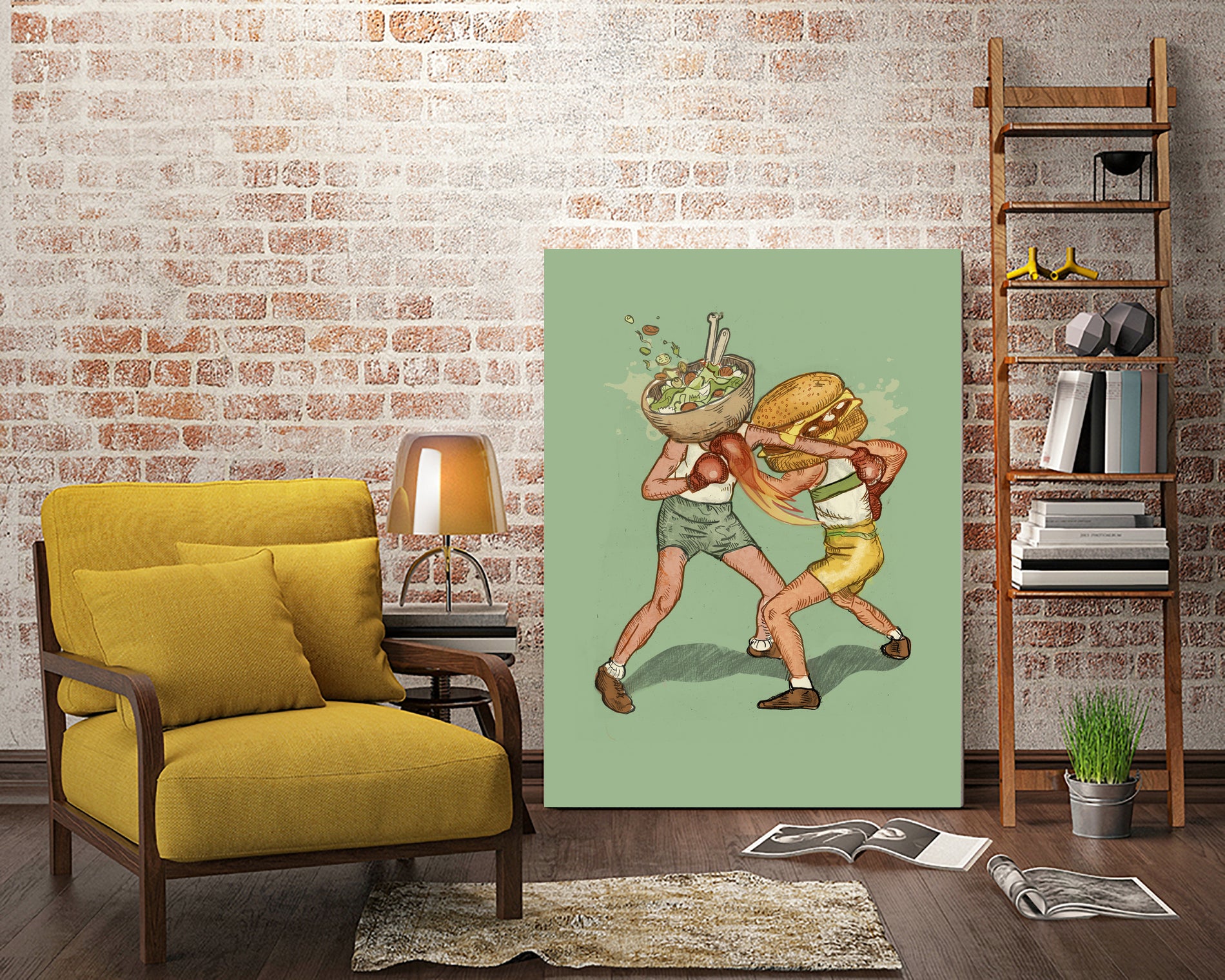 food fight by Alon Braier on GIANT ART - green mixed media