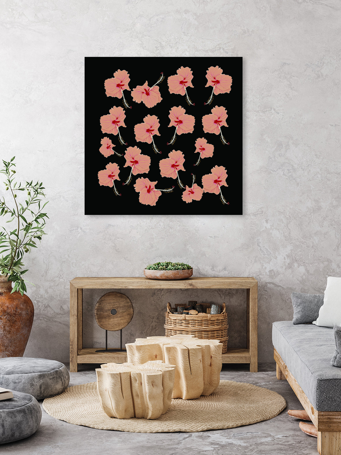 Delicate Hibiscus Flowers by Vanka Manitarka on GIANT ART - pink digital painting